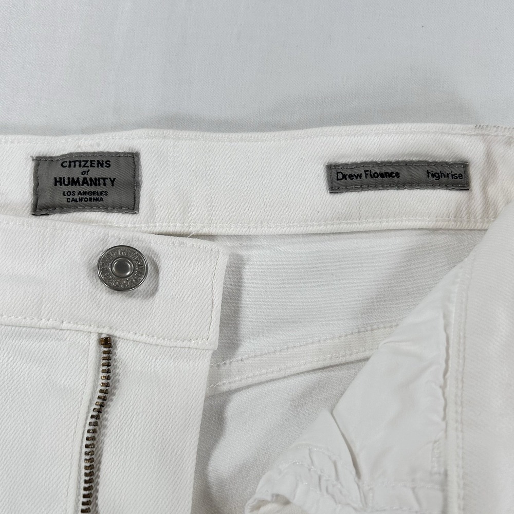 COH Citizens of Humanity Drew Flounce Flared Cropped White Jeans 25 High Rise - Picture 9 of 12